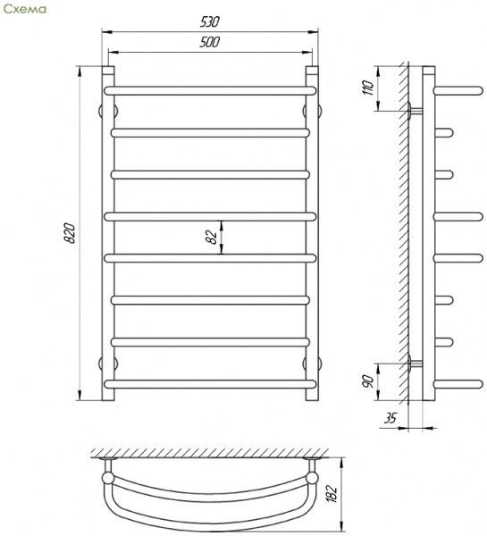 Рушникосушарка водяна Laris Євромікс П8 500 х 800 б/в 1/2