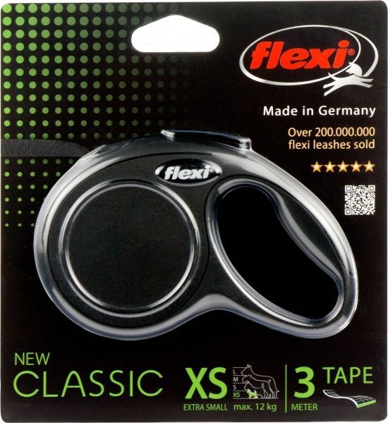 Повідець-рулетка FLEXI Classic XS чорний до 12 кг 3 м