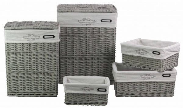 Кошик плетений Tony Bridge Basket з текстилем 40х30х18 см HQN20-2AB-3 