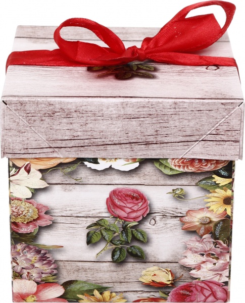 Коробка складная Цветы/сердца 10,8x10,8x10,8 см (EBXSS9850)