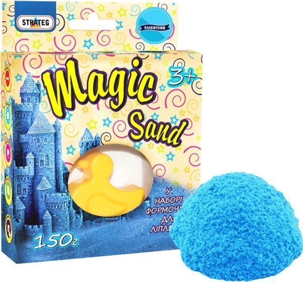 Кінетичний пісок Strateg Magic sand блакитного кольору з формочкою 150 г 39302