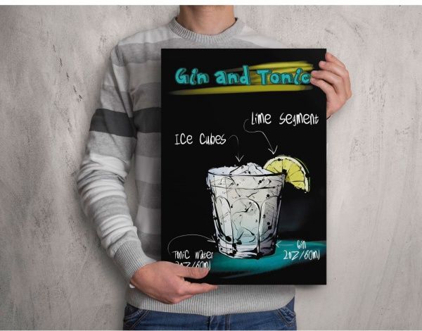 Постер «Джин-Тоник» 27х39 см черный Posterclub 