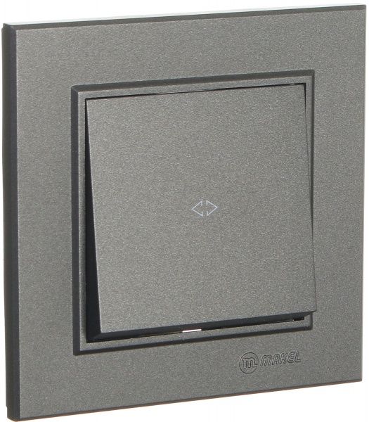 Перемикач перехресний одноклавішний Makel Karea без підсвітки 10 А 220В димчастий