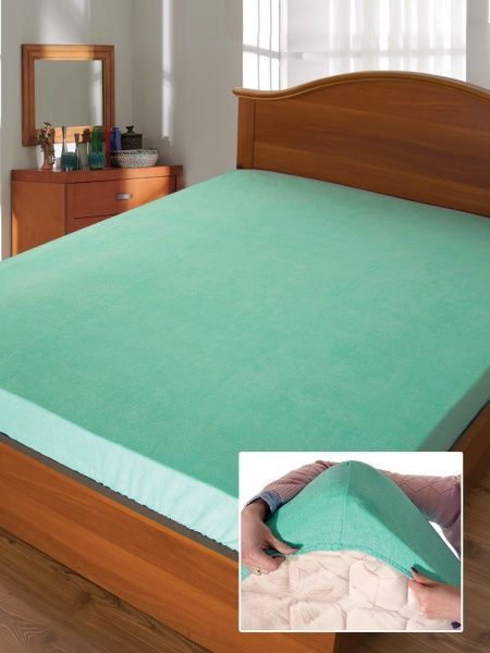 Простынь на резинке Дизайн 2 (махровое) 200x90 см ментоловый Ярослав 