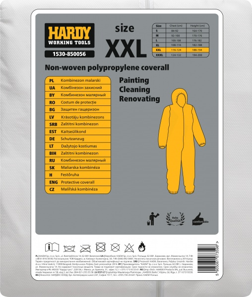 Комбинезон защитный Hardy серия 84 р. XXL 1530-850056 белый
