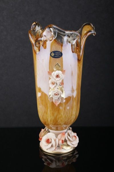 Ваза стеклянная орех Tulipano 23х23х40 см White cristal