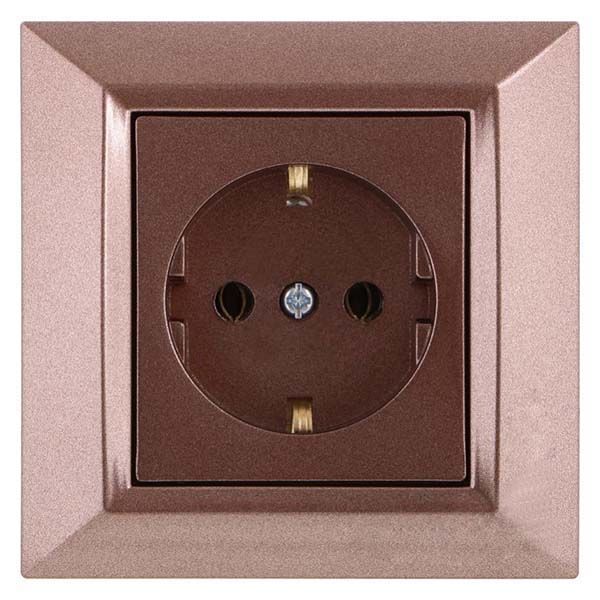 Розетка одинарна з заземленням Underprice Vesta коричневий металік