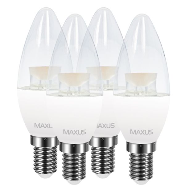 Лампа LED Maxus С37 CL-C Е14 4 Вт 3000K 4 шт