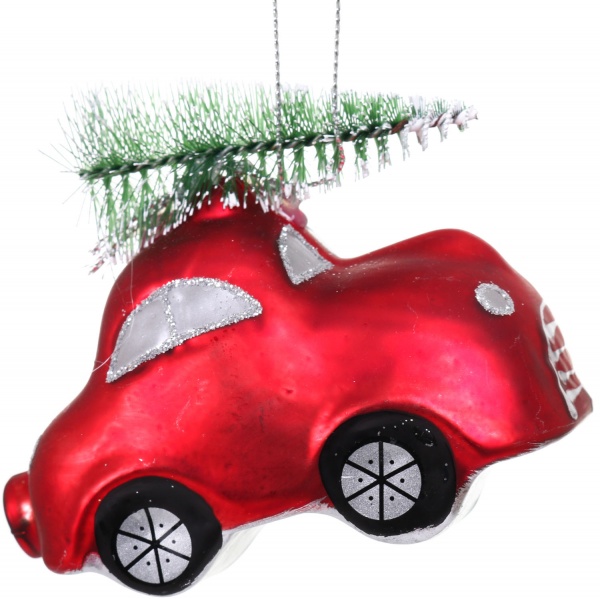 Ялинкова іграшка у формі автомобіля з ялинкою 4,5 см 