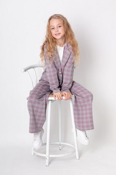 Костюм для девочки Mevis 122 серо-розовый 4264 