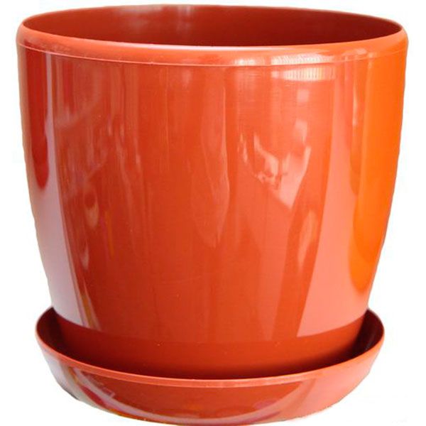 Горщик пластиковий Омела Омела Глянець 2,2 літра круглий 2,2л теракотовий 