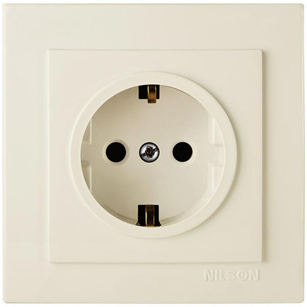 Розетка із заземленням Nilson Touran без шторок кремовий 24121017