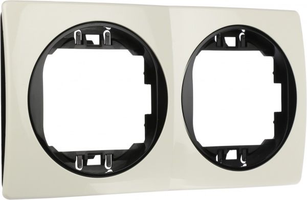 Рамка двухместная Aling-Conel EON горизонтальная бежево-черный E6701.9E