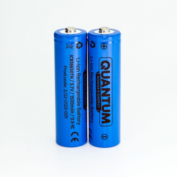 Аккумулятор Quantum с клеммным выступом ICR 18650 2 шт. (ICR18650TH/1500-PB2) 