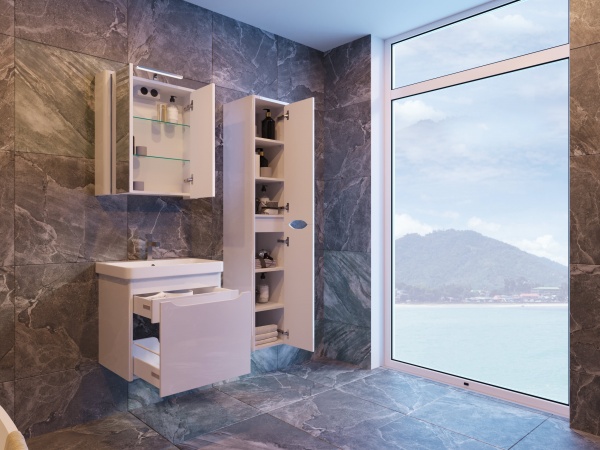 Зеркальный шкаф Botticelli Livorno - 60 структурный серый 