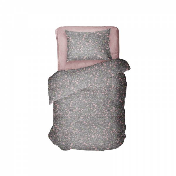 Комплект постельного белья Super Flowers 1,5 розовый с серым La Nuit 