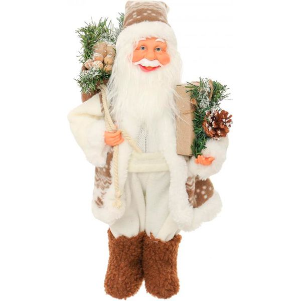 Фігура Дід Мороз SDB004B 40 см біло-бежевий