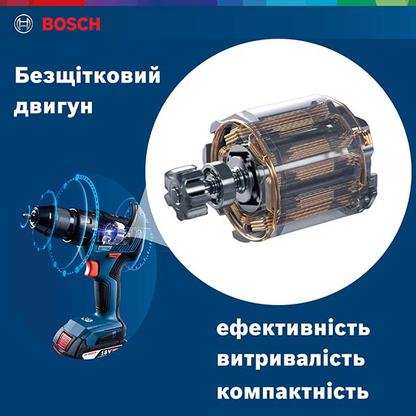 Шуруповерт аккумуляторный Bosch Professional GSR 18V-50 с набором принадлежностей 43 пр. 06019H5004