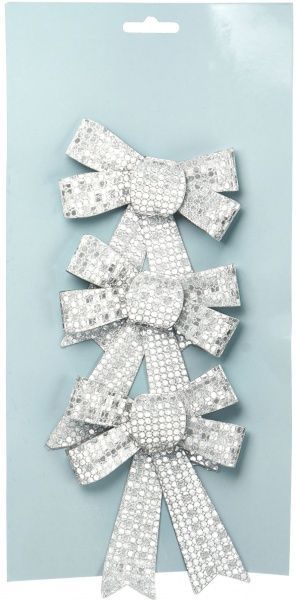 Набор новогоднего декора Бант модерн 3 шт. 11x12 см серебристый