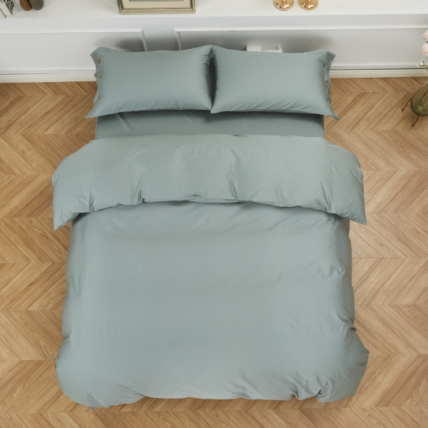 Комплект постільної білизни Solid сімейний зелений La Nuit 