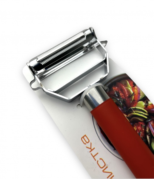 Овощечистка горизонтальная с цветной ручкой металлическая 