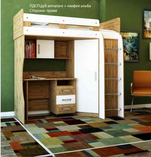 Кровать детская Лео 90x190 см дуб аппалачи/нимфея альба 