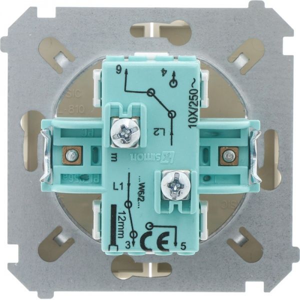 Вимикач прохідний двоклавішний Simon Basic без підсвітки 10 А 250В кремовий BMW6/2.01/12