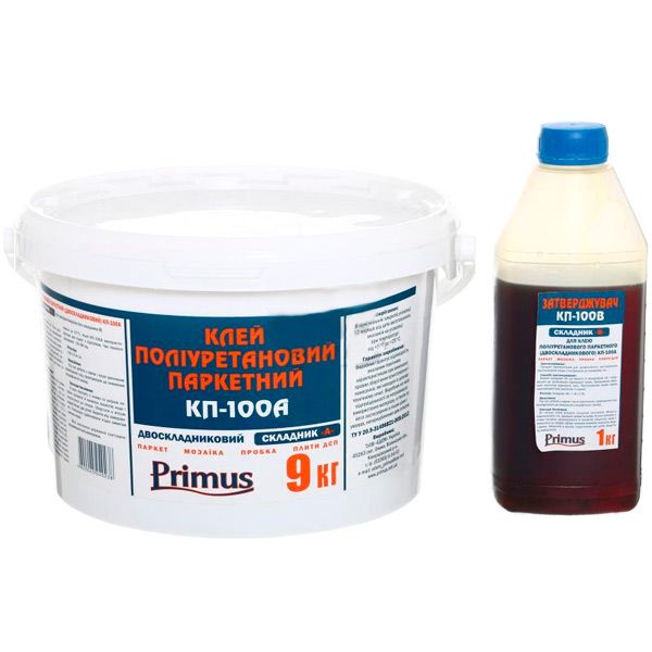 Клей для паркету поліуретановий КП-100А 9 кг + затверджувач 1 кг