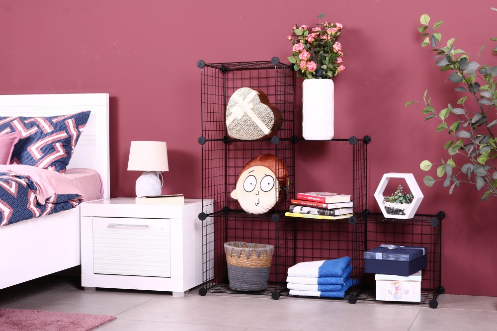 Стеллаж проволочный куб metal сubes storage 6 полки 1105х750х370 мм черный