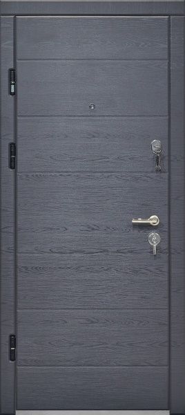 Двері вхідні Міністерство дверей КС-202+ (квартира) грифель горизонт / пломбір горизонт 2050x960мм ліві