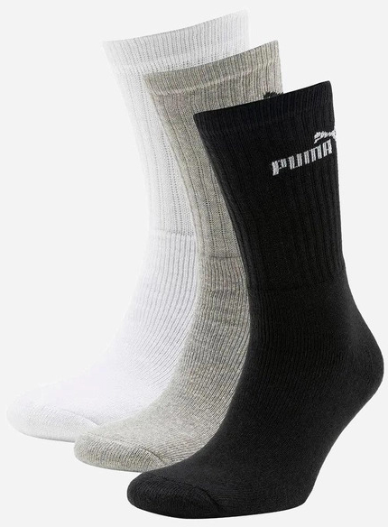 Шкарпетки Puma ELEMENTS CREW SOCK 3P WHITE-GREY-BL 88329610 р.43-46 різнокольоровий