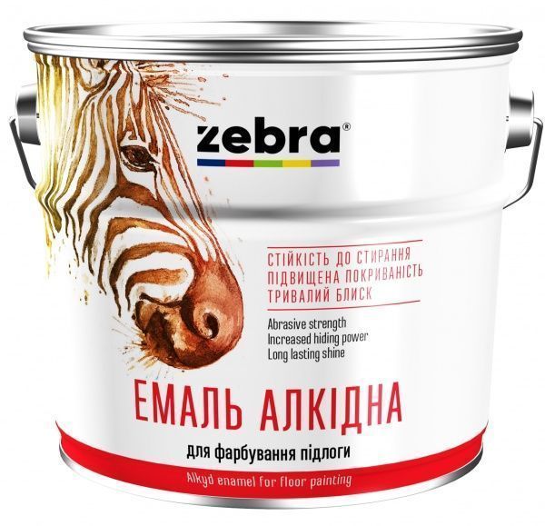 Емаль алкідна ZEBRA серія Акварель 888 для підлоги ПФ-266 темно-коричневий глянець 2,8кг