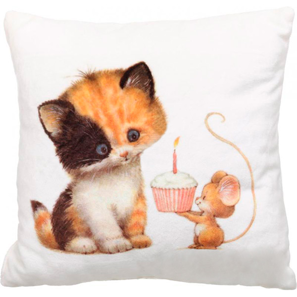 Подушка декоративна Кошеня та мишеня з подарунком 28x28 см бежевий СЕЛЕНА 