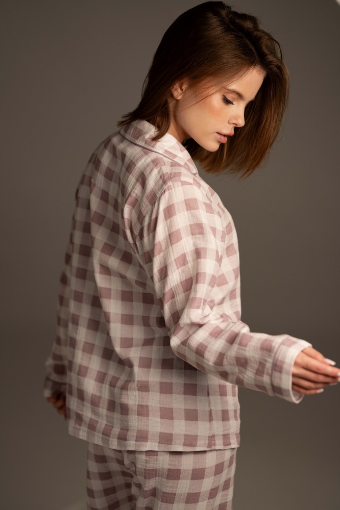 Піжама жіноча German Volf принт клітинка р. S фіолетовий