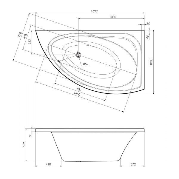 Ванна акрилова Imprese Blatna170L 170x100 ліва