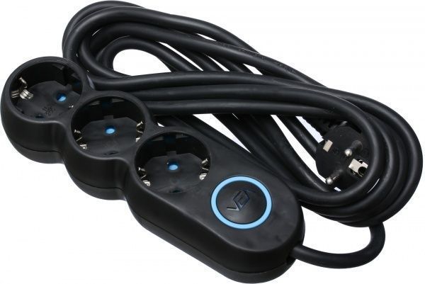 Удлинитель VEA с заземлением 3 гн. черный 3 м VE2S3SBBL-3m 