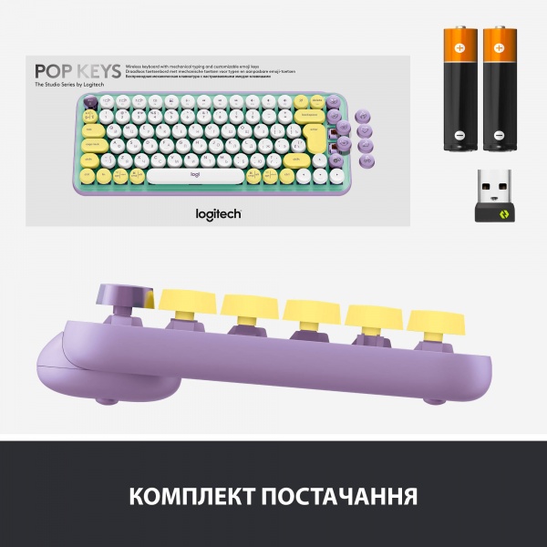 Клавиатура Logitech POP Keys Wireless Mechanical Keyboard With Emoji Keys daydream mint (920-010717) 