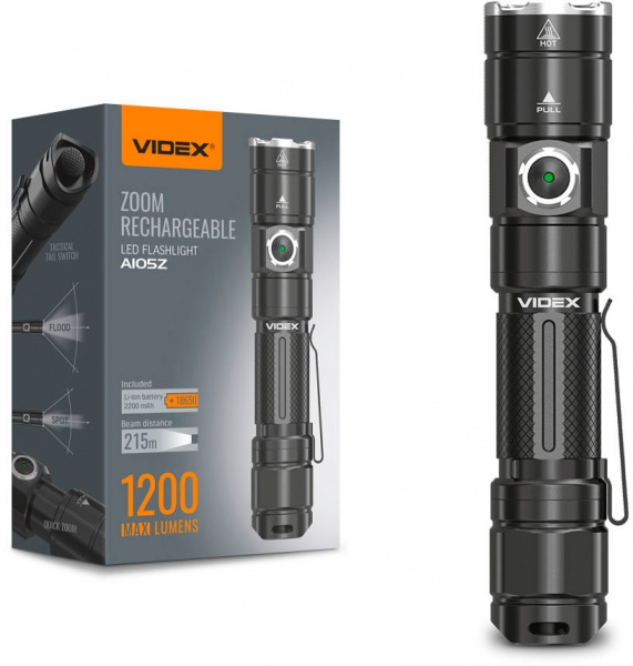 Фонарик портативный Videx VLF-A105Z 1200Lm 5000K черный