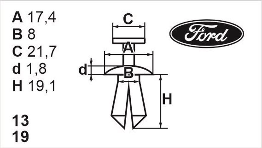 Клипса нажимная наружная универсальная Romix (60121)