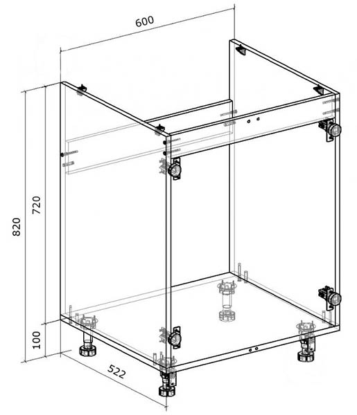 Тумба нижня під мийку 600x820x522 мм білий 