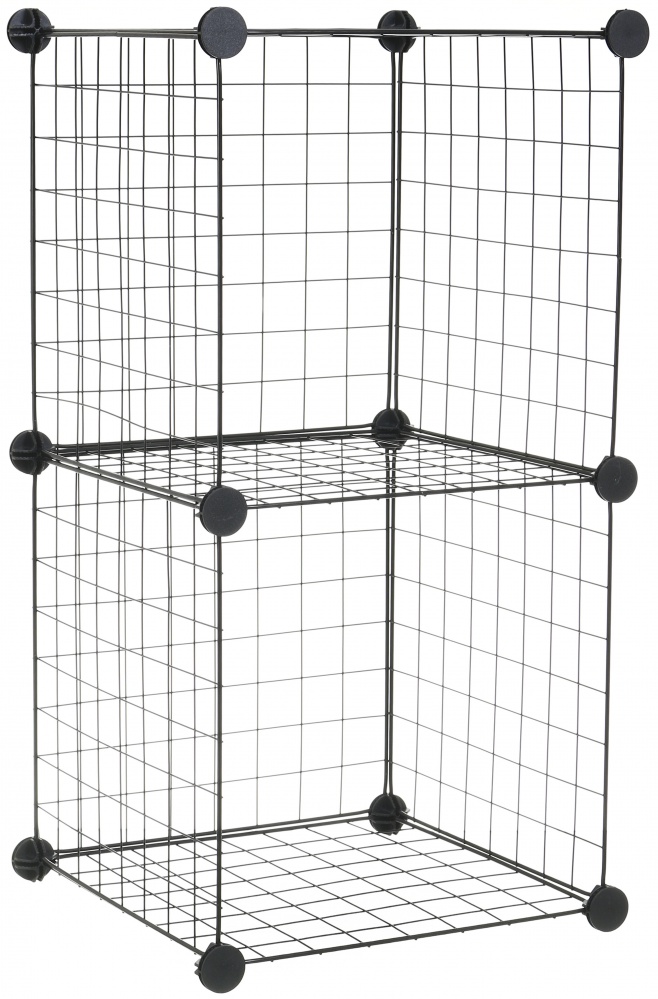 Стелаж дротяний куб metal сubes storage 2 полиці 750х395х370 мм чорний