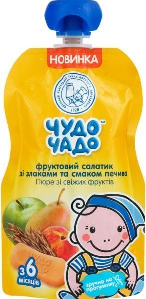 Пюре Чудо-Чадо Фруктовый салатик с печеньем и злаками 