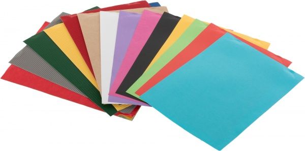 Папір кольоровий 3 види звичайний пергамент гофра 25 аркушів А4 VGR