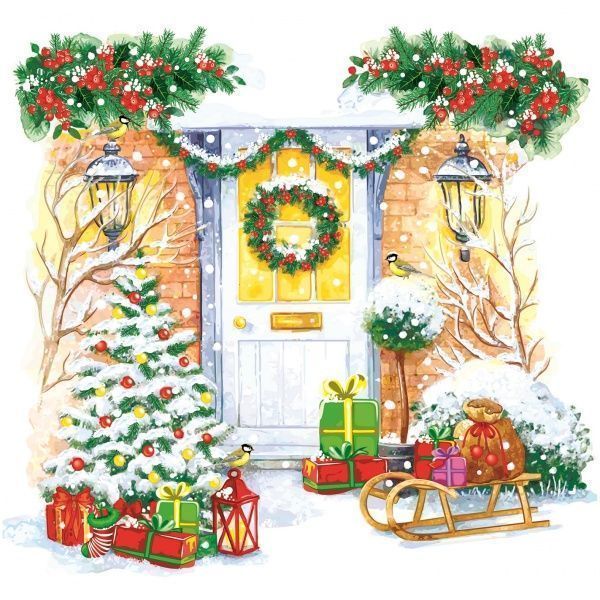 Салфетки столовые La Fleur На пороге Рождество 33х33 см белый 20 шт.