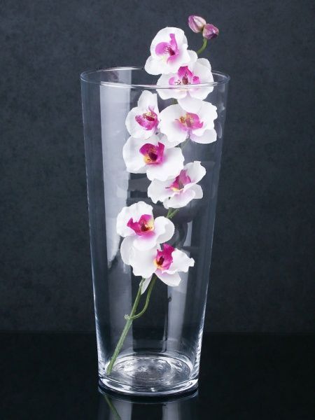 Ваза стеклянная прозрачная 14x30 см