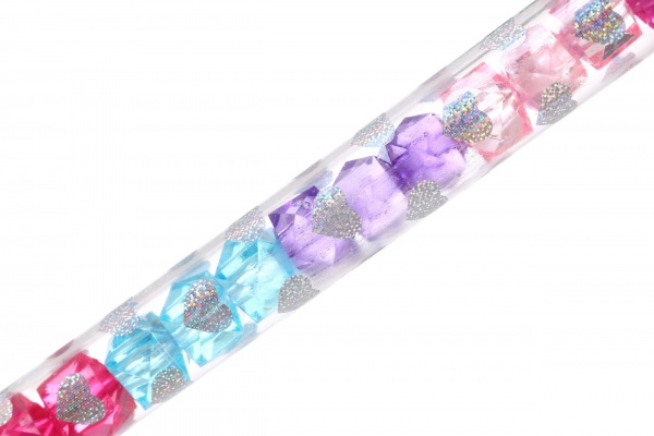 Ручка кулькова Пухнастий помпон з кристалами фіолетова 