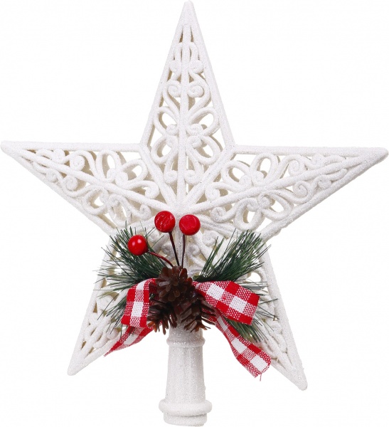 Верхівка для ялинки 21х20х2.5 см EA0188 глянцева білий 