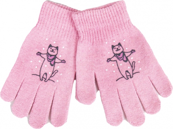 Варежки YO! RED-0119G-AA5A р.14 розовый 