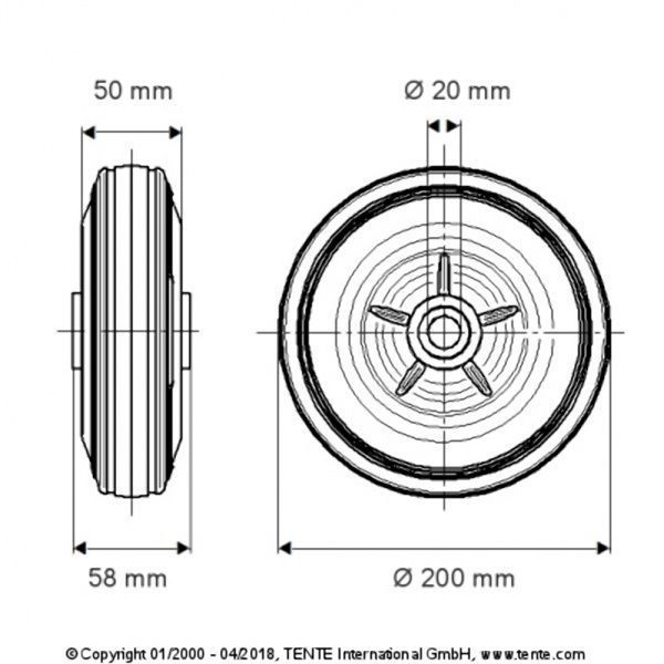 Колесо DVR 200X50-20 TENTE