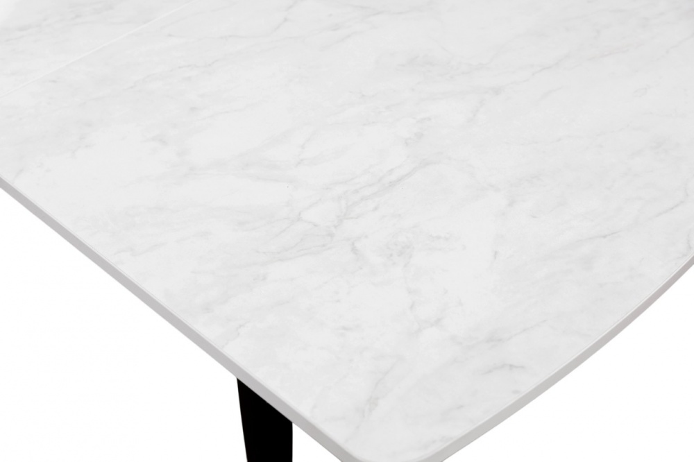 Стіл обідній 1100(1420)x700x750мм білий мармур/чорний